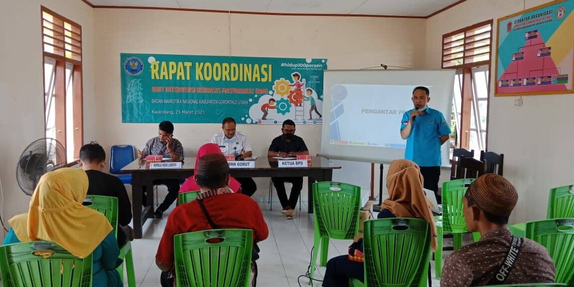 Sosialisasikan Program Intervensi Berbasis Masyarakat, BNNK Gorontalo Utara Gelar Rakor Bersama Pemerintah Desa Leboto
