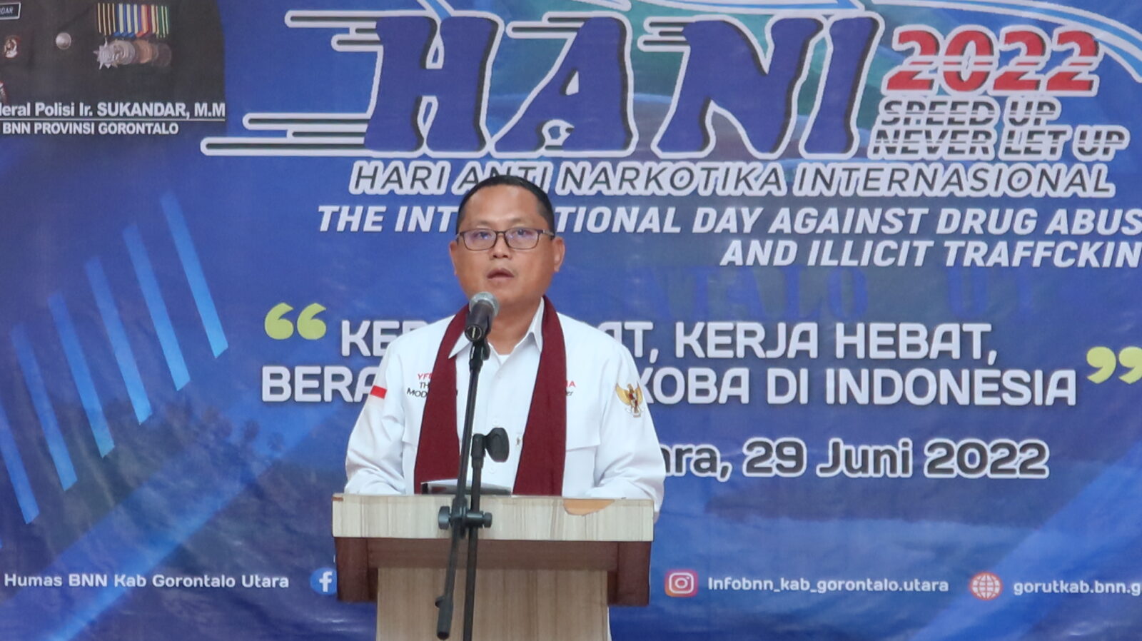 Hadiri Puncak Peringatan HANI 2022, Bupati Gorontalo Utara Ingatkan Semua Untuk Perang Melawan Narkotika